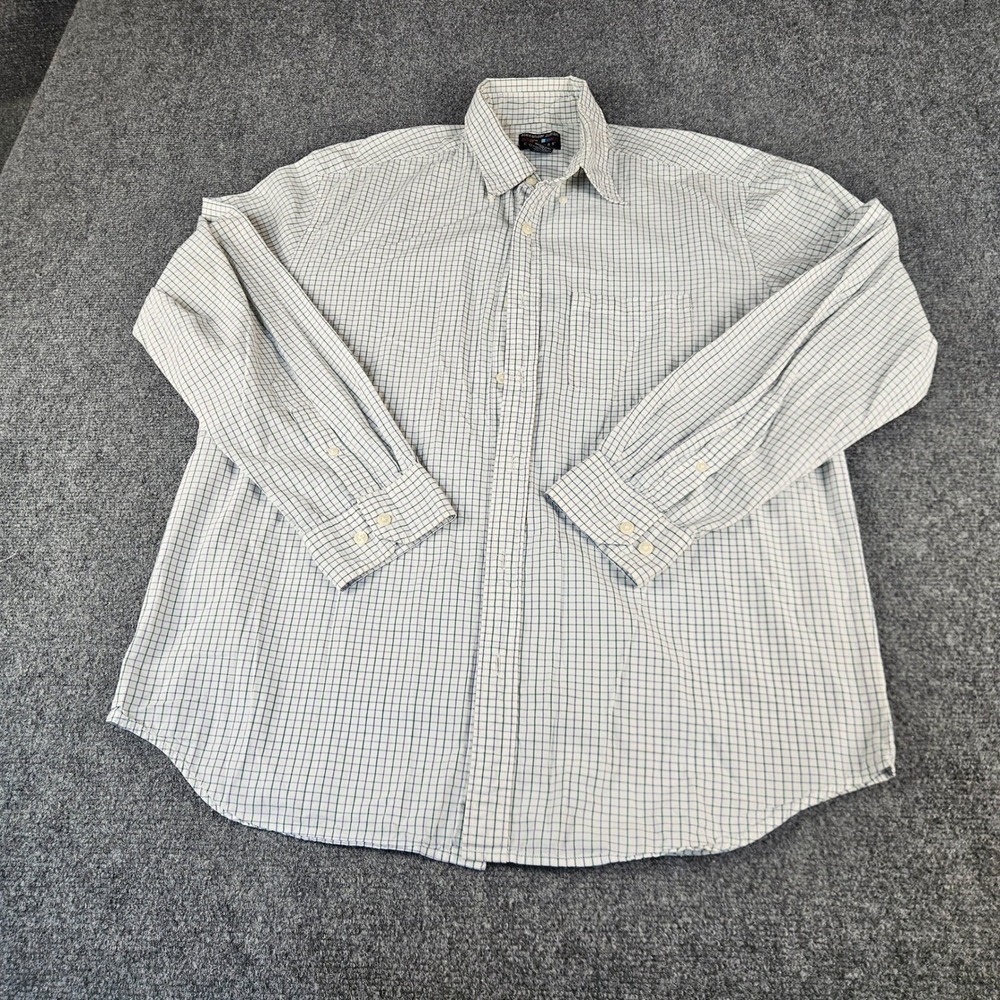Alexander Julian Colours Mens Large White Blue Green Plaid Button Down Shirt L